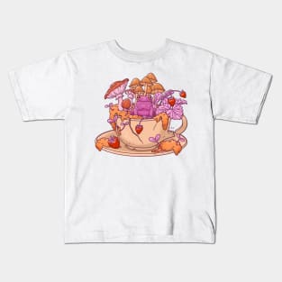 Sapphic Frog Toadstool Tea Cup Kids T-Shirt